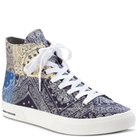 Bandana-Print Patchwork Lace-Up High Top Sneakers